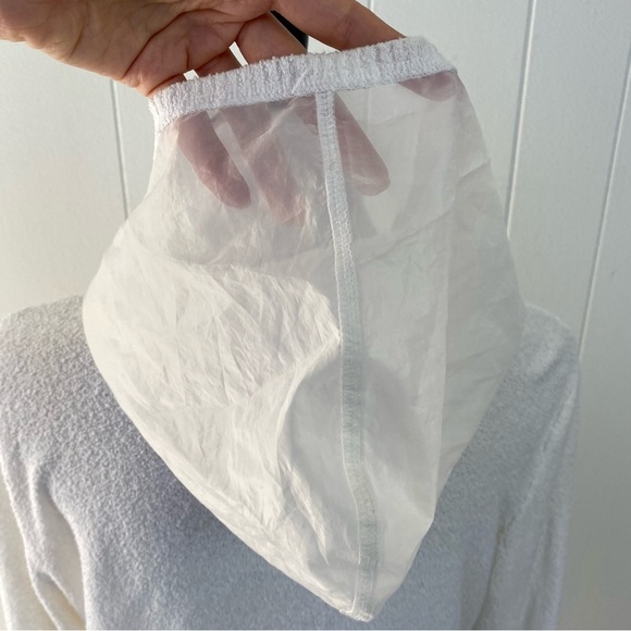 Vintage Escada Sport Zip Front Textured White Hoodie Sheer Hood And Pockets Sz M - Picture 6 of 13